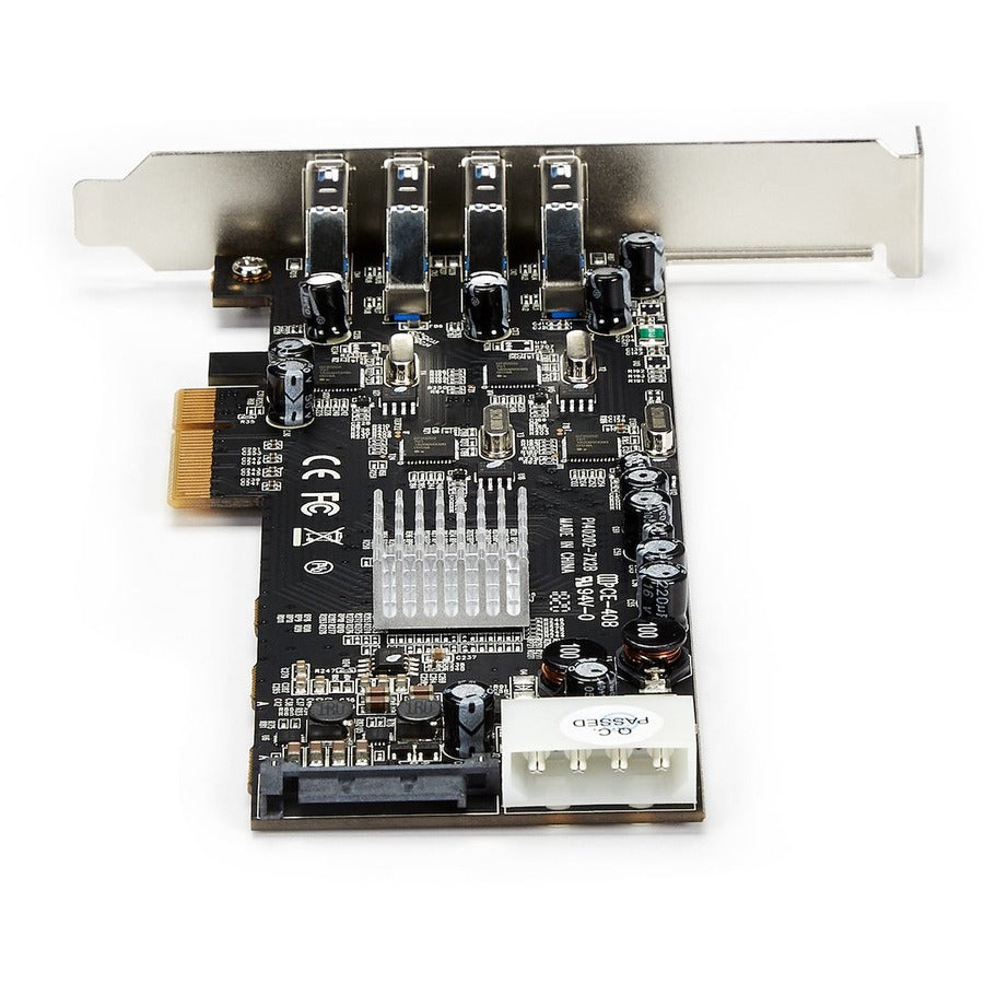 StarTech.com 4 Port PCIe USB 3.2 Gen 1 Card, PCI Express x4, Plug-in Card, 4 USB Ports, 1 SATA Port, UASP Support, Includes Low Profile Bracket, 1 Each
