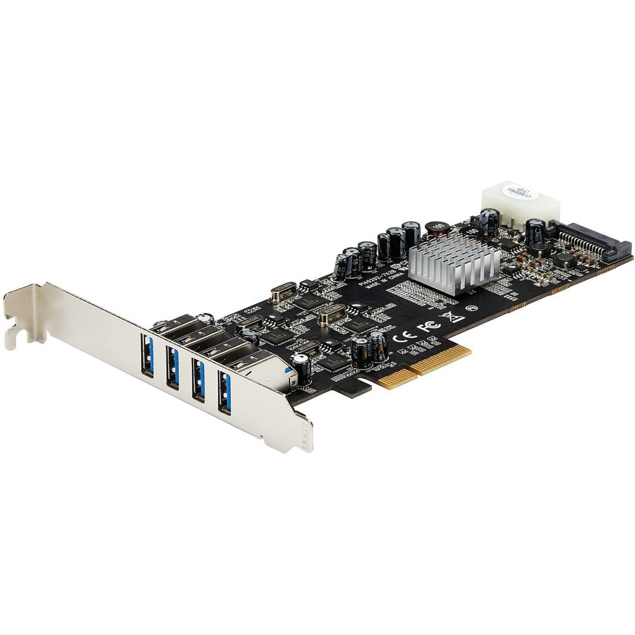 StarTech.com 4 Port PCIe USB 3.2 Gen 1 Card, PCI Express x4, Plug-in Card, 4 USB Ports, 1 SATA Port, UASP Support, Includes Low Profile Bracket, 1 Each