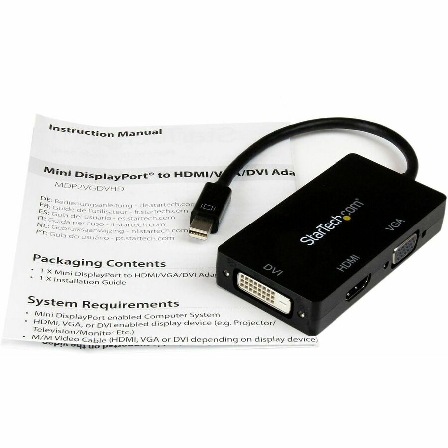 StarTech.com Travel A/V adapter: 3-in-1 Mini DisplayPort to VGA DVI or HDMI Converter