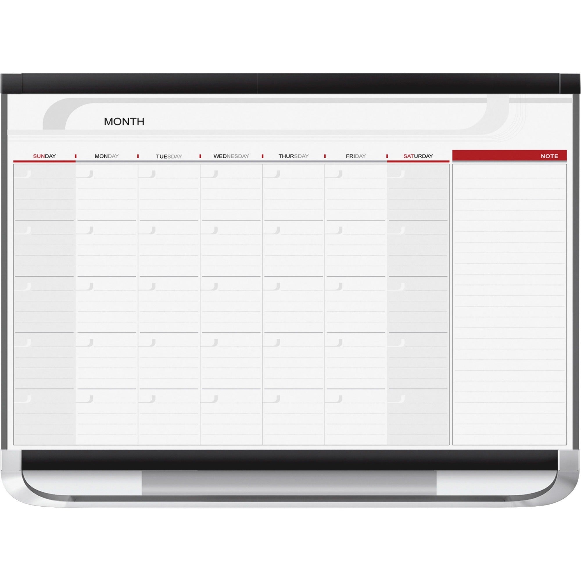 Monthly - 1 Month - Graphite, White - Steel - 24" Height x 36" Width - Erasable, Stain Resistant, Ghost Resistant, Magnetic, Durable, Marker Tray - 1 Each - TAA Compliant