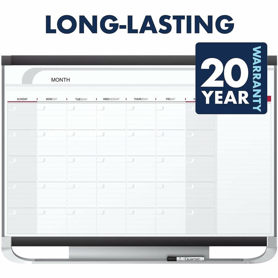 Monthly - 1 Month - Graphite, White - Steel - 24" Height x 36" Width - Erasable, Stain Resistant, Ghost Resistant, Magnetic, Durable, Marker Tray - 1 Each - TAA Compliant