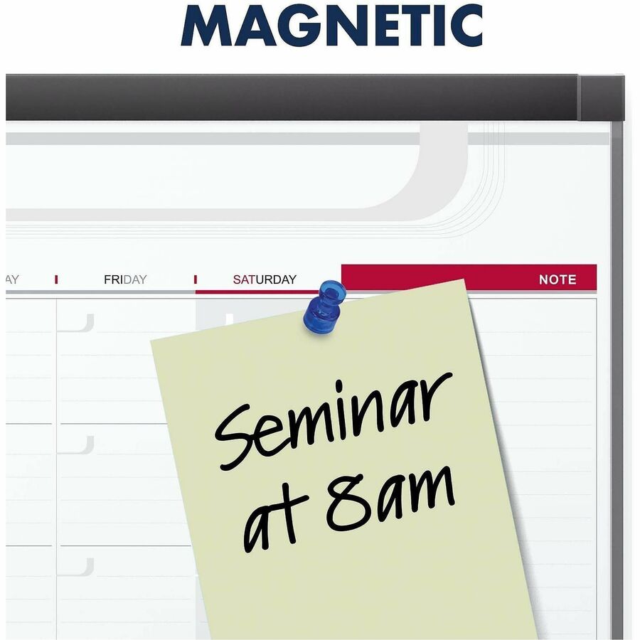 Monthly - 1 Month - Graphite, White - Steel - 24" Height x 36" Width - Erasable, Stain Resistant, Ghost Resistant, Magnetic, Durable, Marker Tray - 1 Each - TAA Compliant