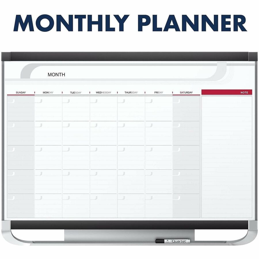 Monthly - 1 Month - Graphite, White - Steel - 24" Height x 36" Width - Erasable, Stain Resistant, Ghost Resistant, Magnetic, Durable, Marker Tray - 1 Each - TAA Compliant