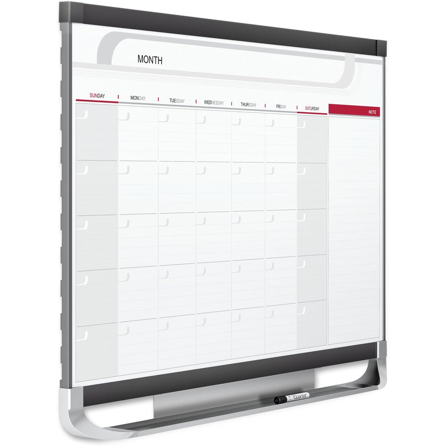 Monthly - 1 Month - Graphite, White - Steel - 24" Height x 36" Width - Erasable, Stain Resistant, Ghost Resistant, Magnetic, Durable, Marker Tray - 1 Each - TAA Compliant