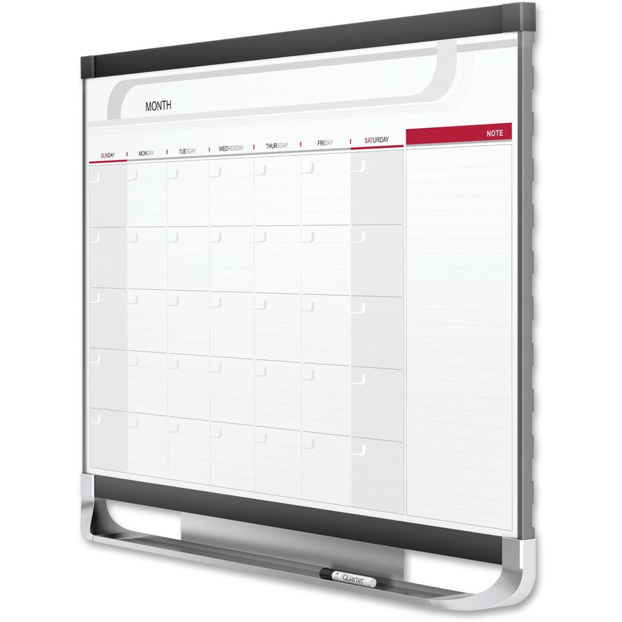Monthly - 1 Month - Graphite, White - Steel - 24" Height x 36" Width - Erasable, Stain Resistant, Ghost Resistant, Magnetic, Durable, Marker Tray - 1 Each - TAA Compliant