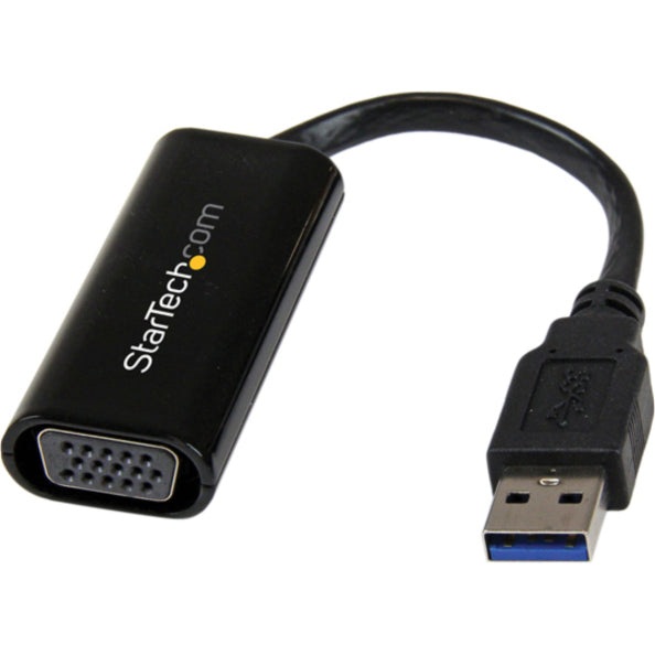 StarTech.com Slim USB 3.0 to VGA Video Adapter, 1920 x 1200 Resolution, Black, 1 Each