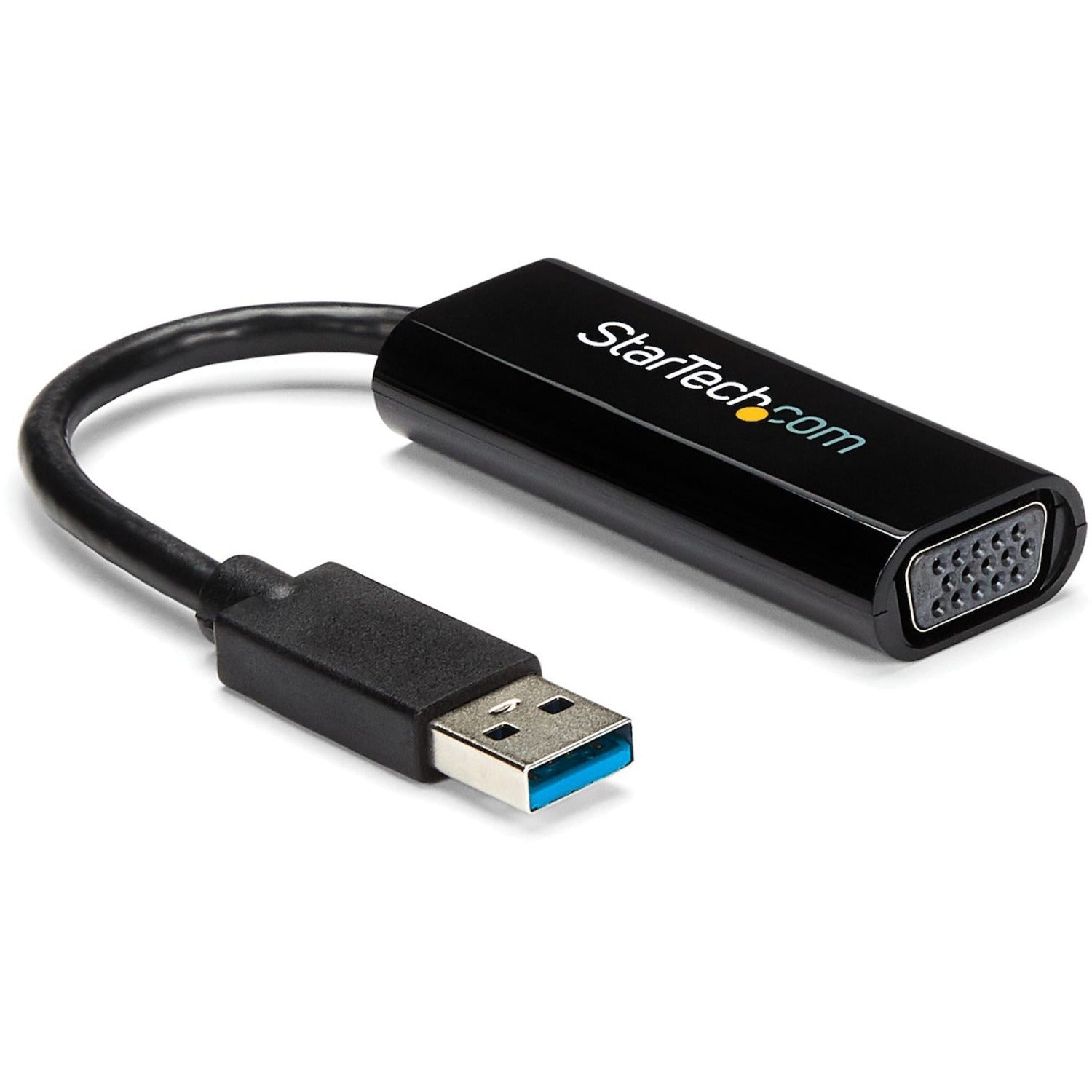 StarTech.com Slim USB 3.0 to VGA Video Adapter, 1920 x 1200 Resolution, Black, 1 Each