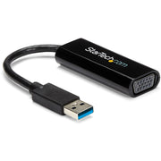 StarTech.com Slim USB 3.0 to VGA Video Adapter, 1920 x 1200 Resolution, Black, 1 Each