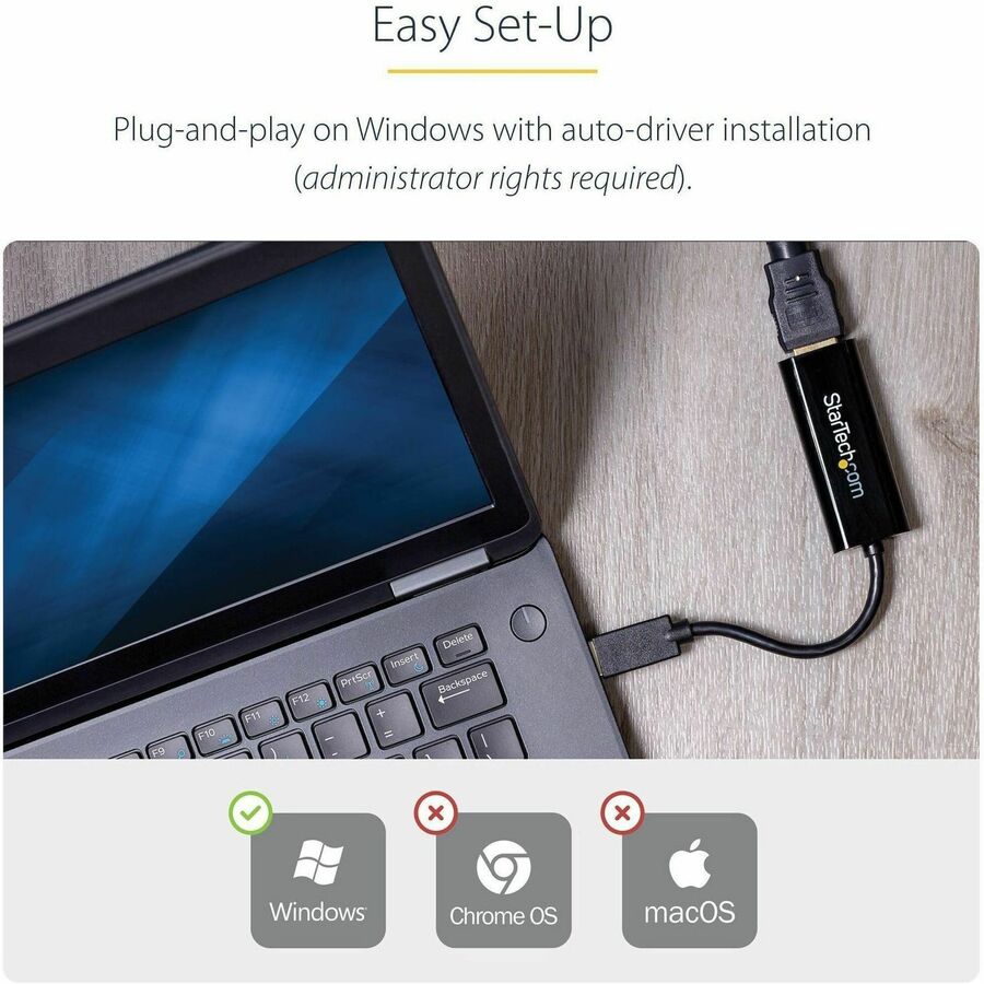 StarTech.com Slim USB 3.0 to HDMI Video Adapter, 1920 x 1200 Resolution, Black, 1 Each