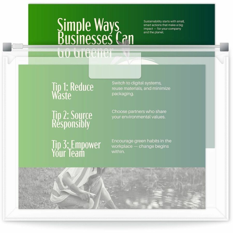 8 1/2" x 11" - 200 Sheets Capacity - Exterior Pocket(s) - Clear - Zipper Closure, Reusable, Archival-safe, Heavyweight - 3 / Pack