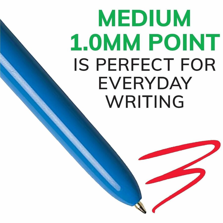 BIC 4-Color Retractable Pen - Fine, Medium Pen Point - Refillable - Retractable - Multi, Black, Red, Green Ink - 1 Pack