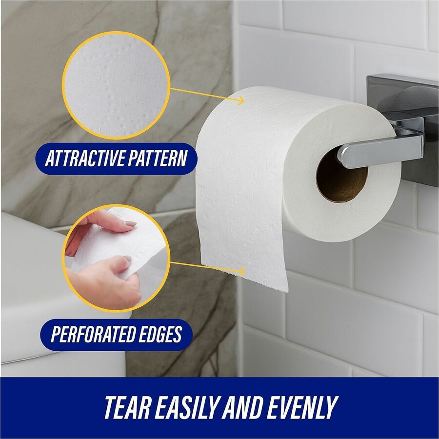Genuine Joe 2-ply Standard Bath Tissue Rolls - 2 Ply - 3" Width x 4" Length - 400 Sheets/Roll - 1 5/8" Core - White - 96 / Carton
