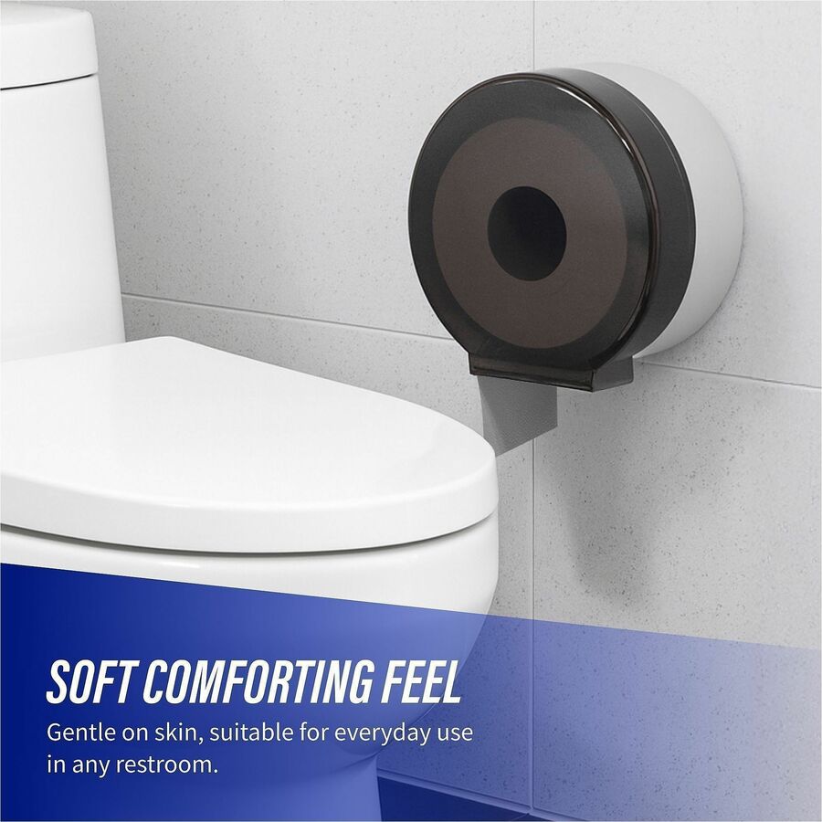 Genuine Joe 2-ply Jumbo Roll Dispenser Bath Tissue - 2 Ply - 3.30" Width x 650 ft Length - 3 19/64" Core - White - 12 / Carton