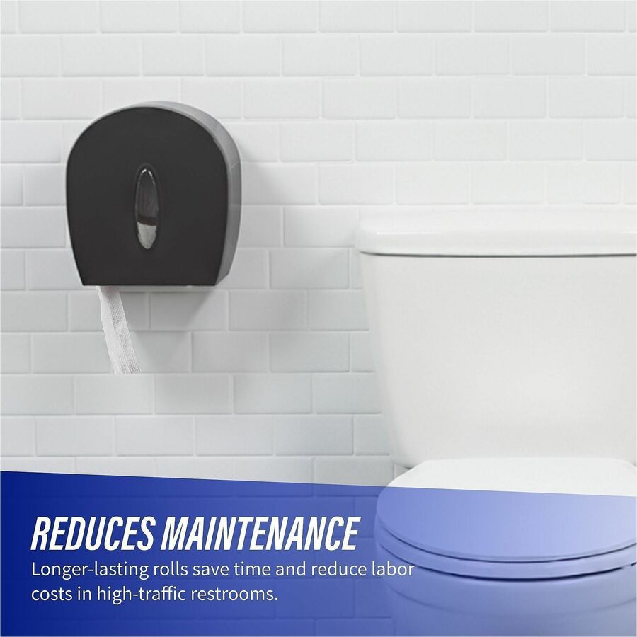 Genuine Joe 2-ply Jumbo Roll Dispenser Bath Tissue - 2 Ply - 3.30" Width x 650 ft Length - 3 19/64" Core - White - 12 / Carton