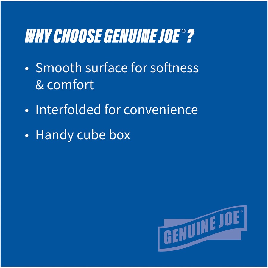 Genuine Joe Cube Box Facial Tissue - 2 Ply - Interfolded - White - 85/Box - 36 / Carton
