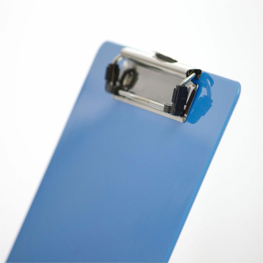 Officemate Low-profile Clip Plastic Clipboard - 8 1/2" x 11" Sheet Size - Acrylic - Blue - 1 Each