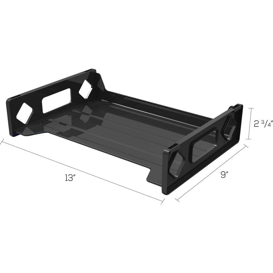 Deflecto Sustainable Office Stackable Desk Tray - 2.75" Height x 13" Width x 9" Depth - Desktop - Durable, Stackable - 30% Recycled - Black - Plastic - 1 Each