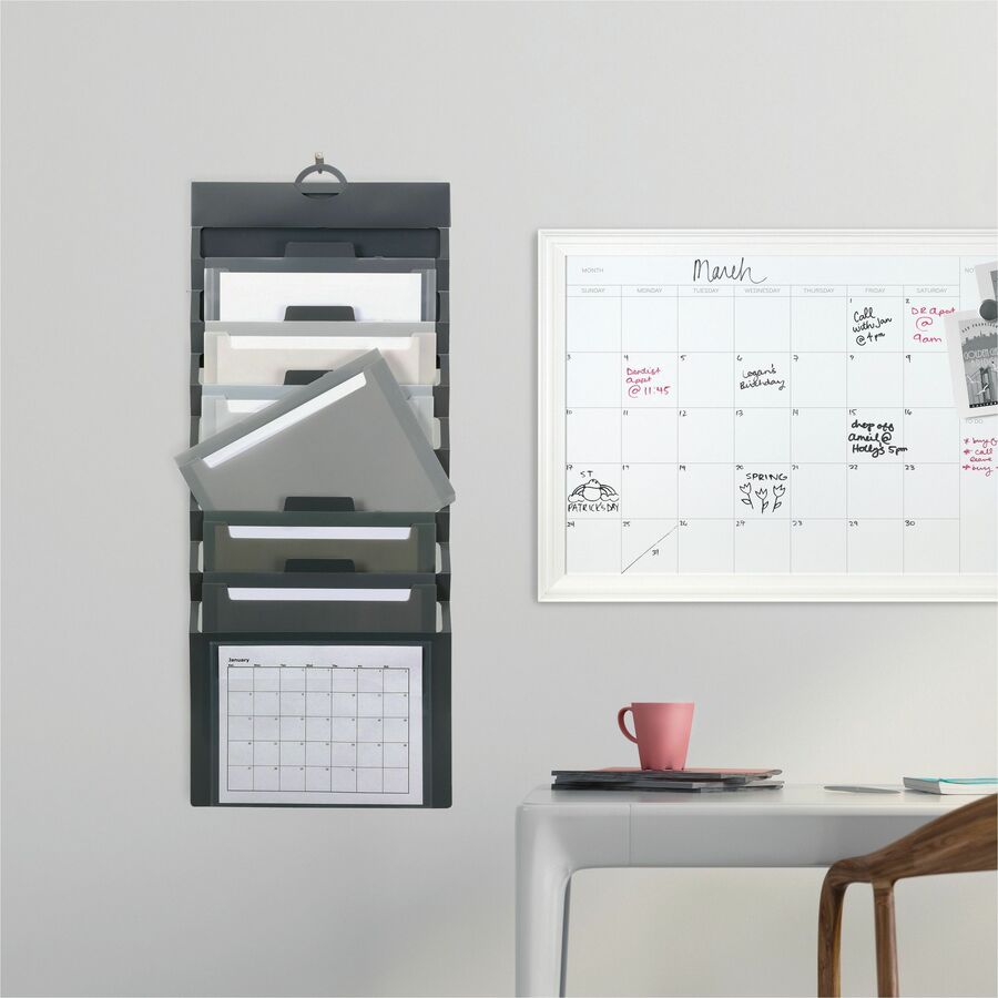 Cascading Wall Organizer, 6 Pockets, Letter, Gray/Neutral
