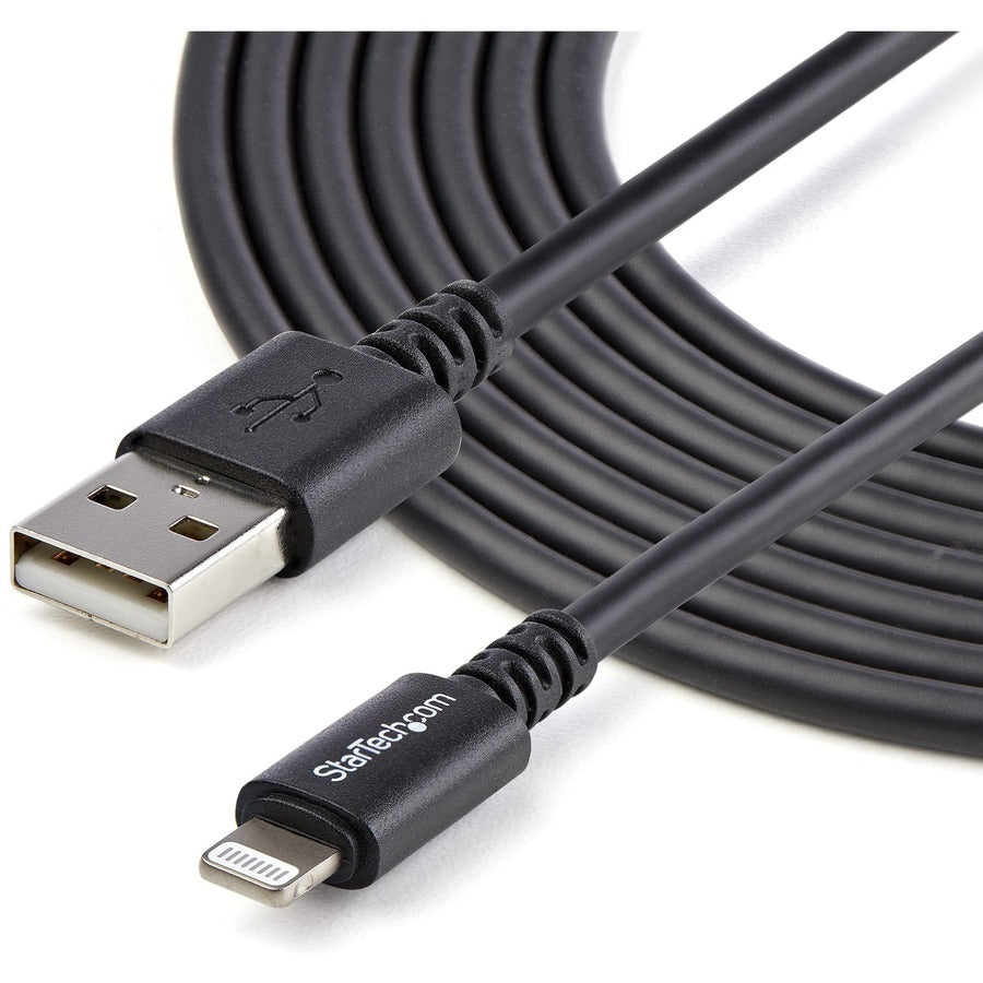 StarTech.com 9.84 ft Lightning to USB Data Transfer Cable, 480 Mbit/s, MFI Certified, Nickel Plated, Black, 1 Each