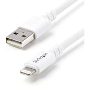 StarTech.com 9.84 ft Lightning to USB Data Transfer Cable, 1 Each, MFI Certified, White, Nickel Plated Connectors, 20/28 AWG, 480 Mbit/s