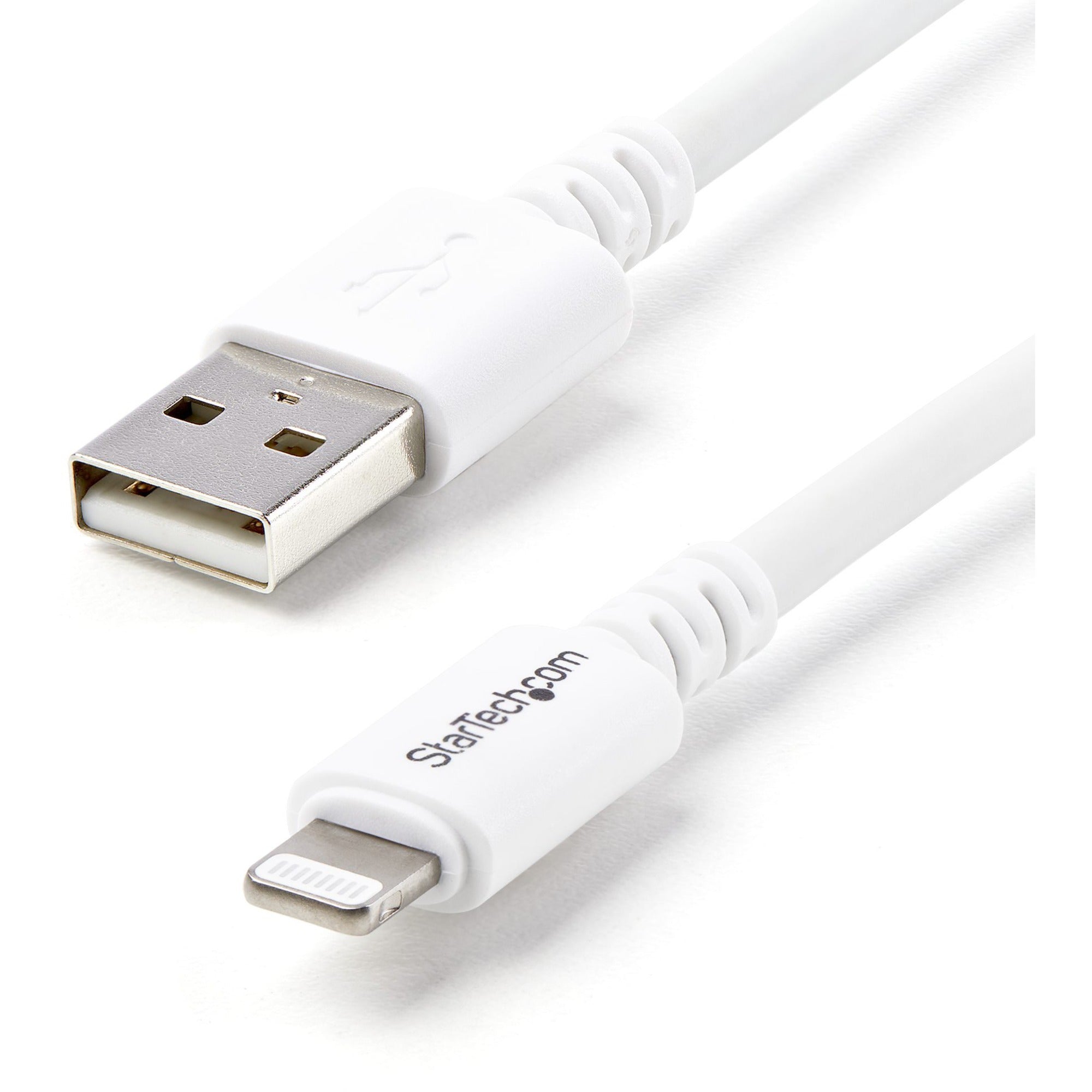 StarTech.com 9.84 ft Lightning to USB Data Transfer Cable, 1 Each, MFI Certified, White, Nickel Plated Connectors, 20/28 AWG, 480 Mbit/s