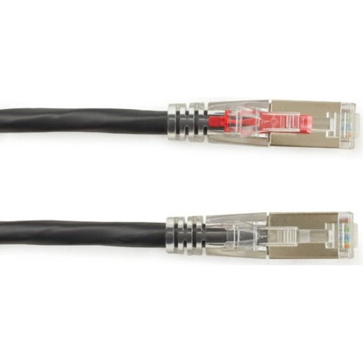 Black Box GigaTrue 3 CAT6A 650-MHz Locking Snagless Shielded Patch Cable, 10 ft, RJ-45 Male/Male, 26 AWG, Gold Plated Contacts, Black, 1 Each