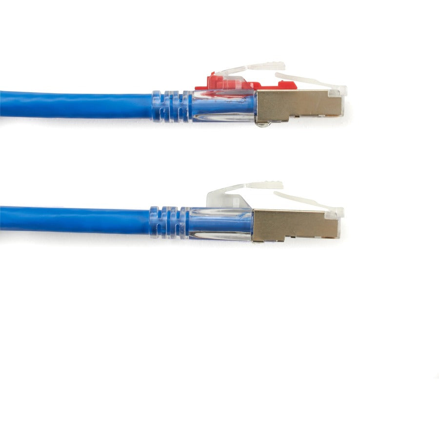 Black Box GigaTrue 3 CAT6A 650-MHz Locking Snagless Patch Cable, Shielded, 3 ft, RJ-45 Male/Male, 26 AWG, Blue, Gold-Plated Contacts, 1 Each