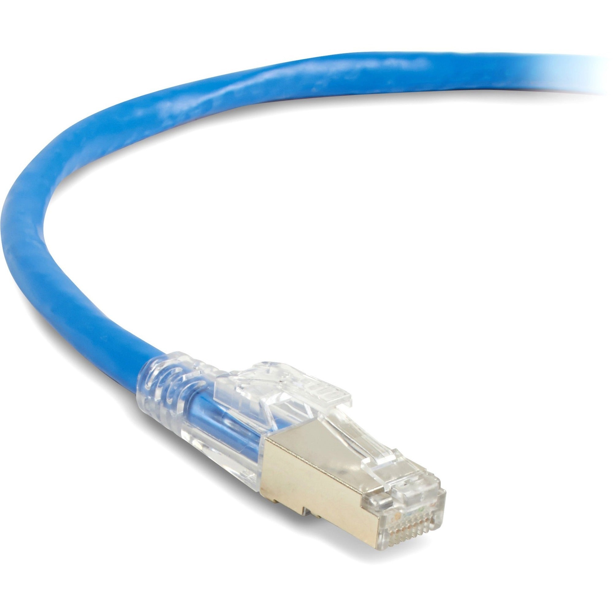 Black Box GigaTrue 3 CAT6A 650-MHz Locking Snagless Patch Cable, Shielded, 3 ft, RJ-45 Male/Male, 26 AWG, Blue, Gold-Plated Contacts, 1 Each