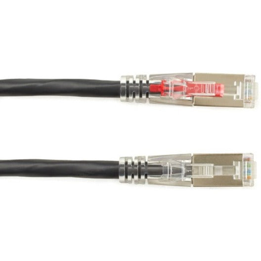 Black Box GigaTrue 3 CAT6A 650-MHz Locking Snagless Shielded Patch Cable, 20 ft, RJ-45 Male/Male, 10 Gbit/s, Gold Plated Contacts, 26 AWG, Black, 1 Each