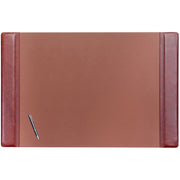 Dacasso Leather Side-Rail Desk Pad - Rectangular - 38" Width x 24" Depth - Velveteen Backing - Leatherette - Mocha