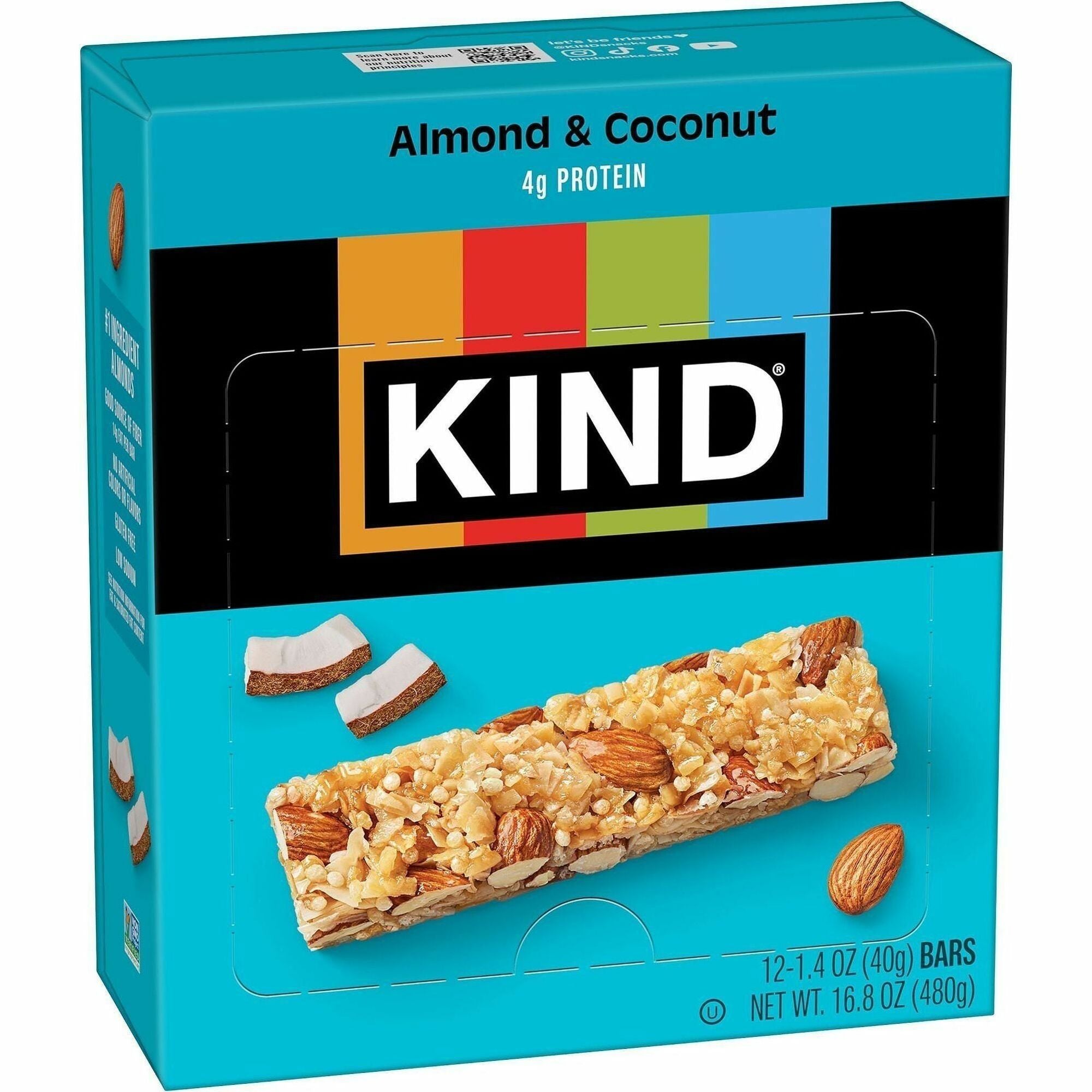 Gluten-free, Wheat-free, Dairy-free, Non-GMO, Sulfur dioxide-free - Almond & Coconut - 1.40 oz - 12 / Box