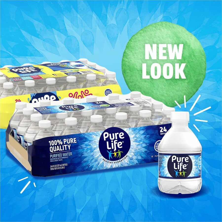 Pure Life Purified Bottled Water - Ready-to-Drink - 8 fl oz (237 mL) - 24 / Carton