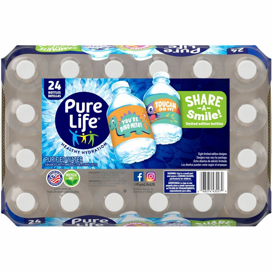 Pure Life Purified Bottled Water - Ready-to-Drink - 8 fl oz (237 mL) - 24 / Carton