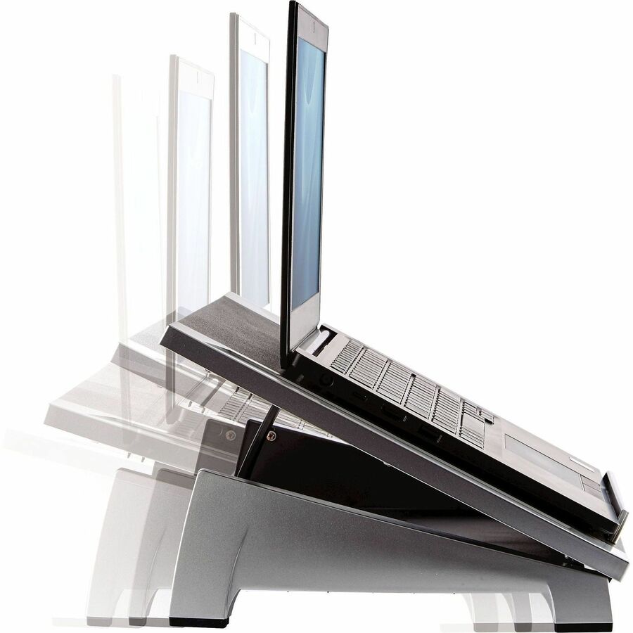 Up to 17" Screen Support - 10 lb Load Capacity - 6.50" Height x 15.06" Width x 10.50" Depth - Desktop - High Performance Steel (HPS) - Black, Silver - Adjustable Angle, Non-skid, Stackable, Adjustable Tilt, Scratch Resistant, Scuff Resistant