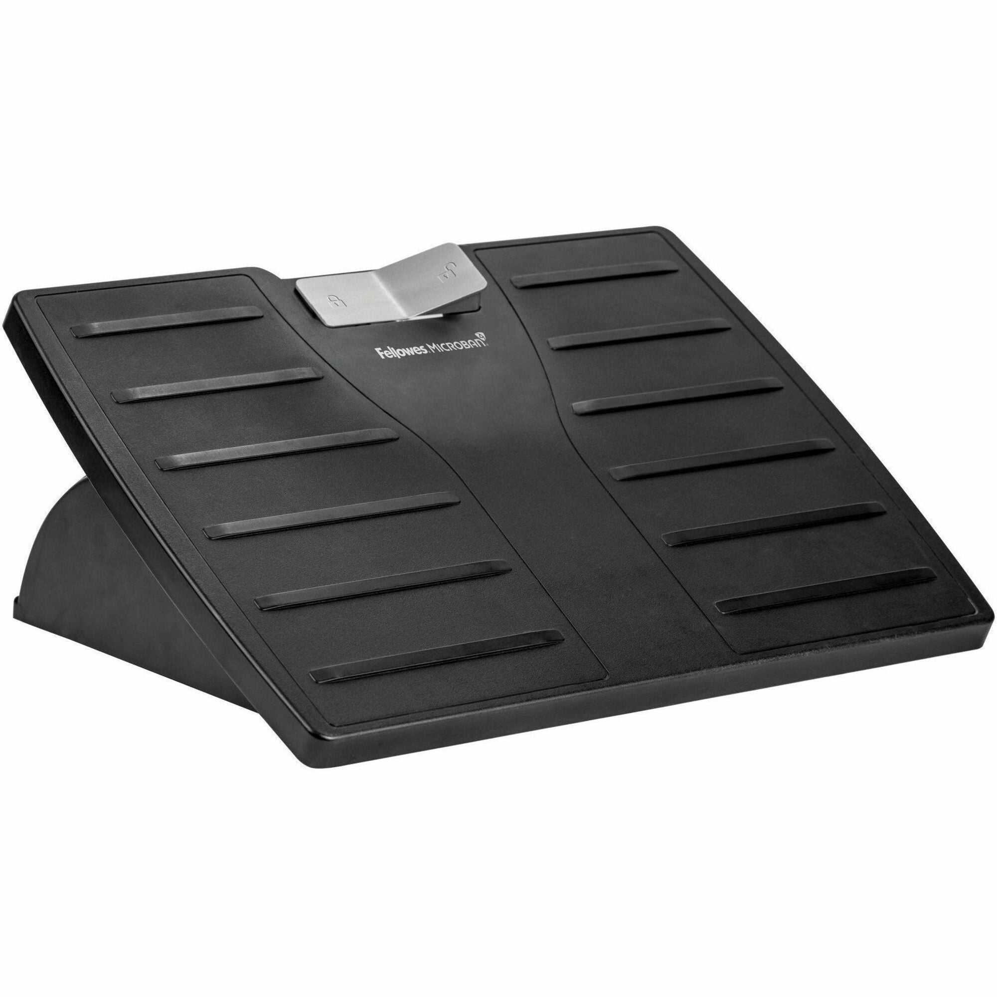 Fellowes Office Suites Adjustable Footrest, 30° Tilt, Black/Silver, 1 Each
