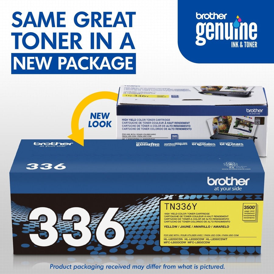 Brother TN336Y Original High Yield Laser Toner Cartridge - Yellow - 1 Each