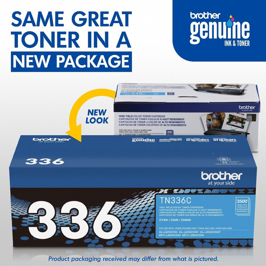 Brother TN336C Original High Yield Laser Toner Cartridge - Cyan - 1 Each