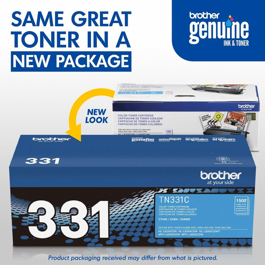 Brother TN331C Original Standard Yield Laser Toner Cartridge - Cyan - 1 Each