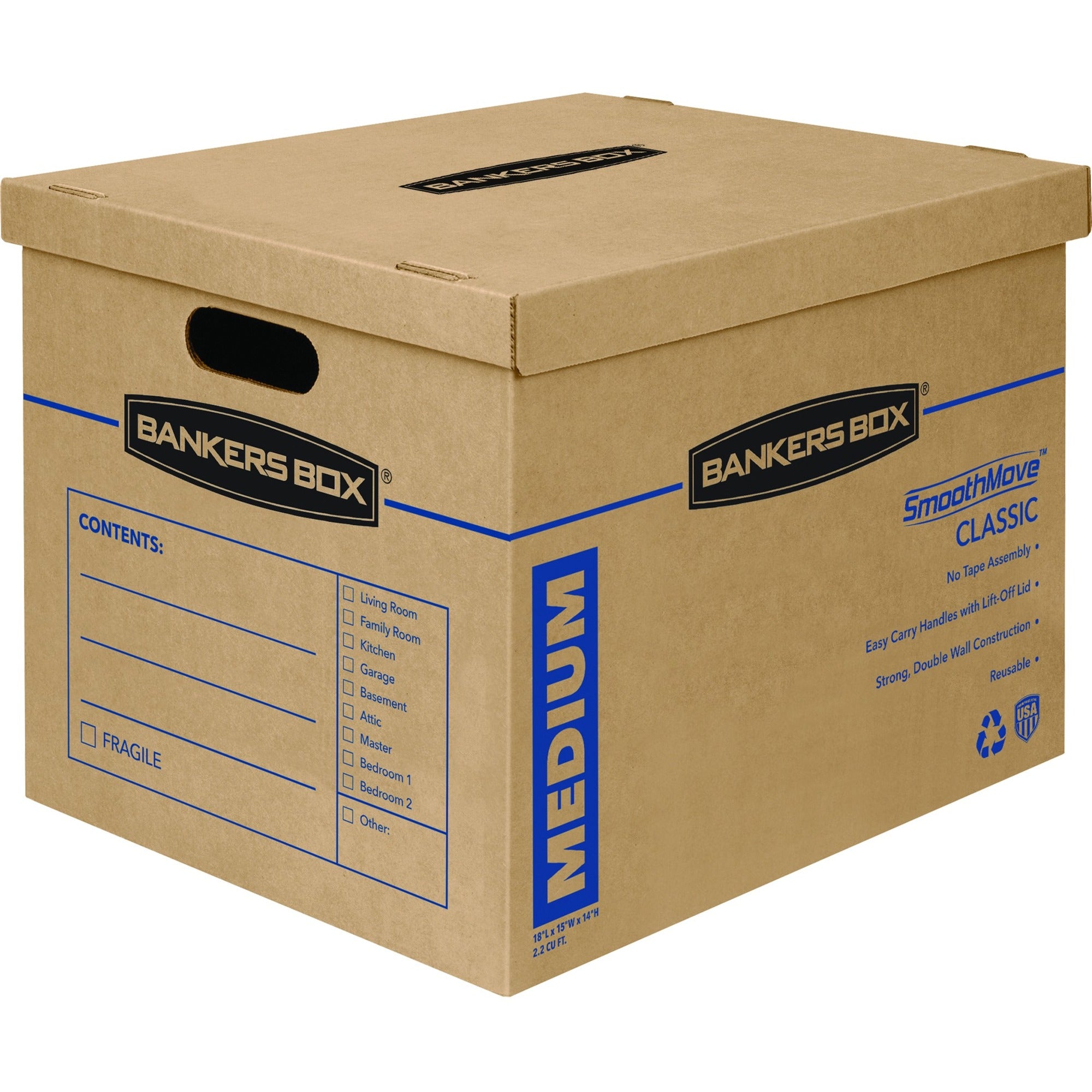 Internal Dimensions: 15" Width x 18" Depth x 14" Height - External Dimensions: 15.5" Width x 19" Depth x 14.5" Height - Lift-off Closure - Kraft - Recycled - 8 / Carton