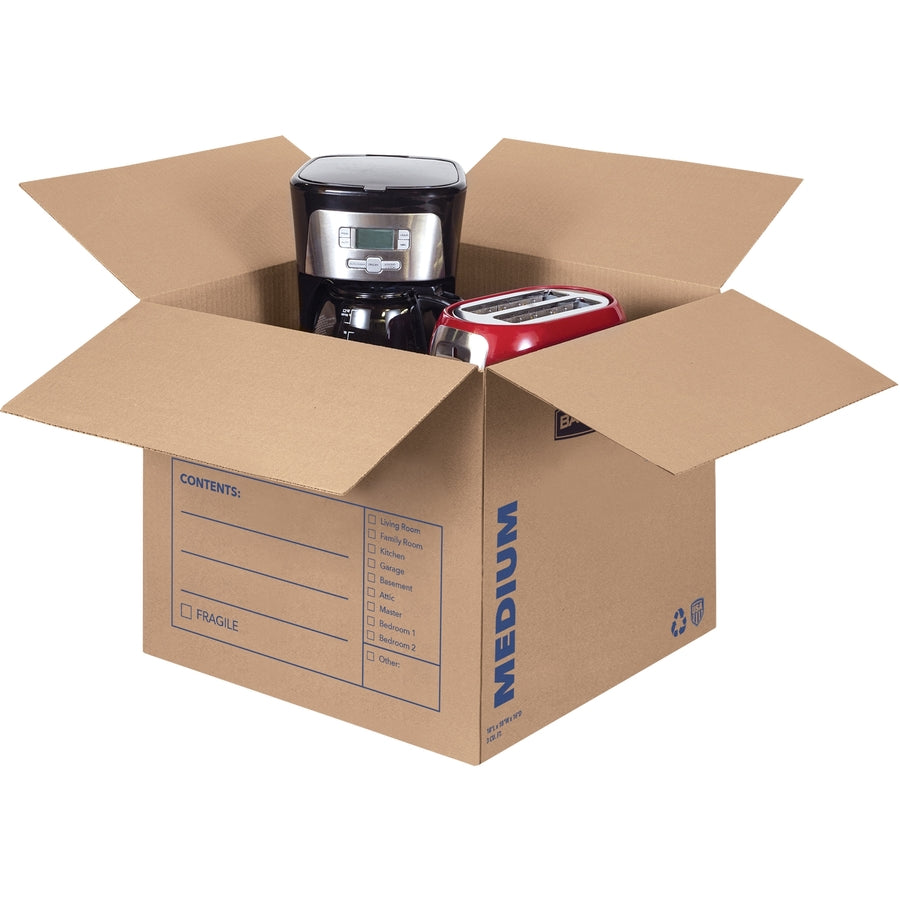 Internal Dimensions: 18" Width x 18" Depth x 16" Height - External Dimensions: 18.3" Width x 18.3" Depth x 16.4" Height - Medium Duty - Corrugated - Kraft, Black - Recycled - 1 Carton