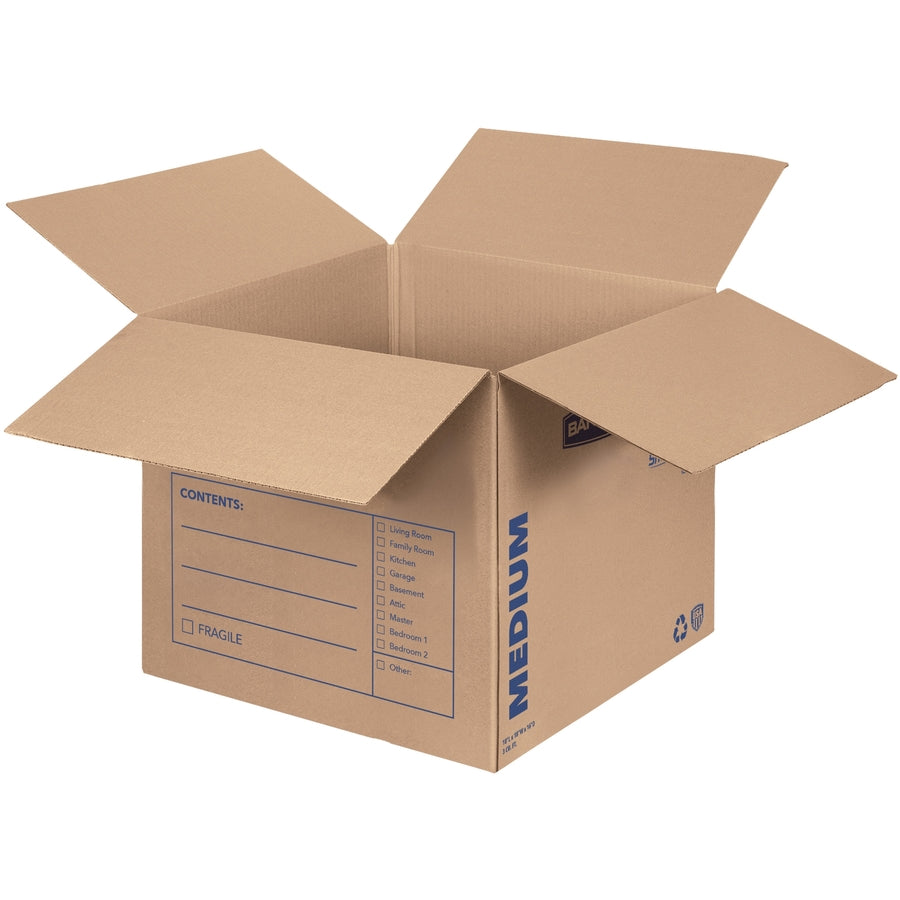 Internal Dimensions: 18" Width x 18" Depth x 16" Height - External Dimensions: 18.3" Width x 18.3" Depth x 16.4" Height - Medium Duty - Corrugated - Kraft, Black - Recycled - 1 Carton
