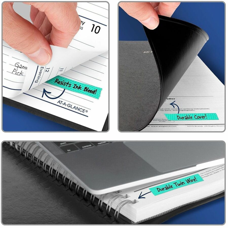 At-A-Glance DayMinder Appointment Book Planner, Weekly, Small, 12 Month, January 2026–December 2026, 8:00 AM–5:00 PM Hourly, 1 Week Double Page Layout, 5" x 8", Wire Bound, Black Faux Leather Cover, 1 Each