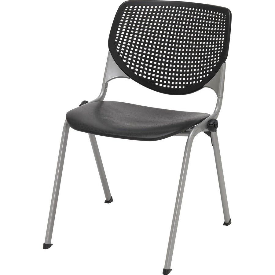 KFI Barstool with Polypropylene Seat and Back - Black Seat Color - Polypropylene Seat Material - Black Back Color - Polypropylene Back Material - Silver Frame Color - 1 Each