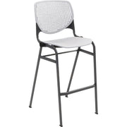 KFI Barstool with Polypropylene Seat and Back - Light Gray Seat Color - Polypropylene Seat Material - Light Gray Back Color - Polypropylene Back Material - Silver Frame Color - 1 Each
