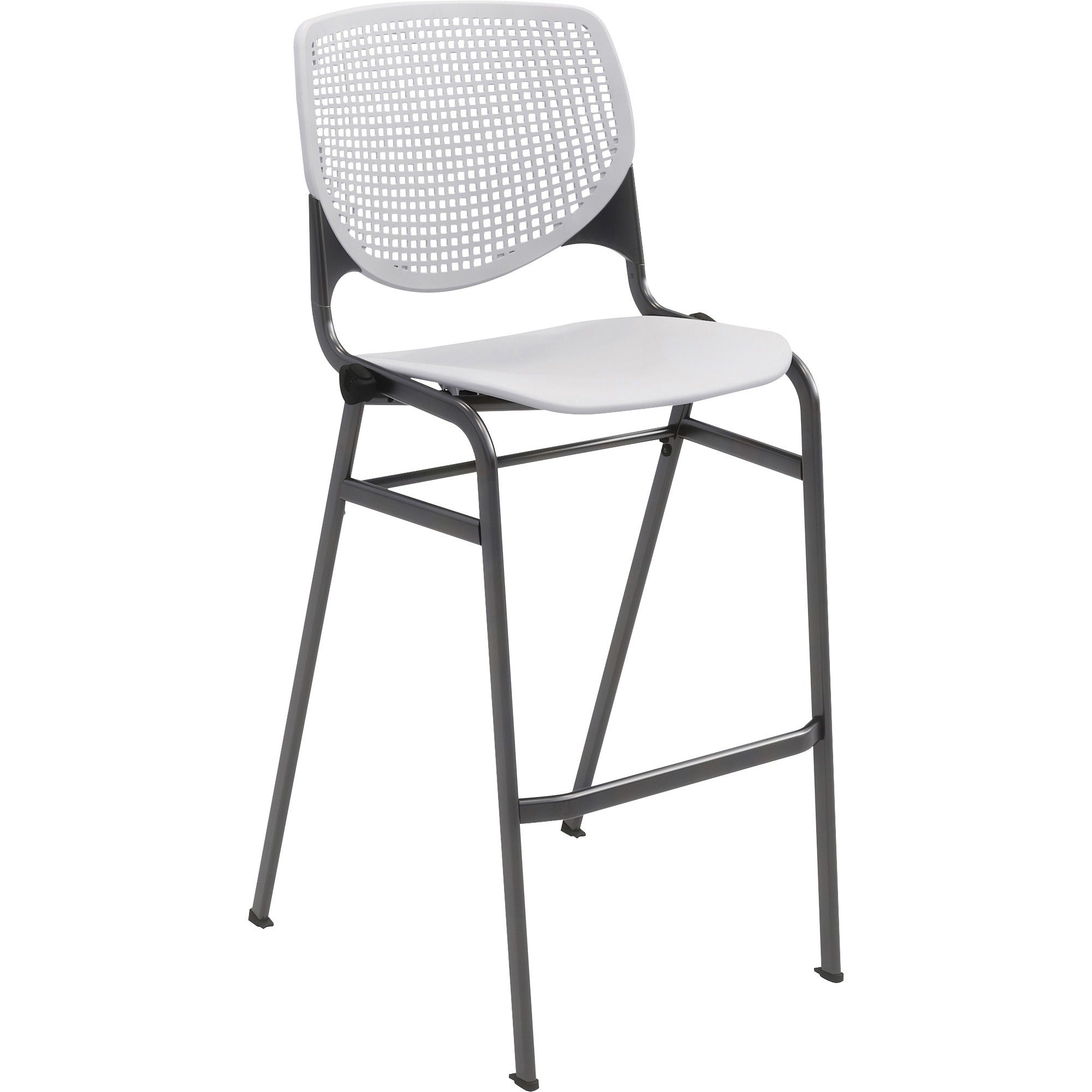 KFI Barstool with Polypropylene Seat and Back - Light Gray Seat Color - Polypropylene Seat Material - Light Gray Back Color - Polypropylene Back Material - Silver Frame Color - 1 Each