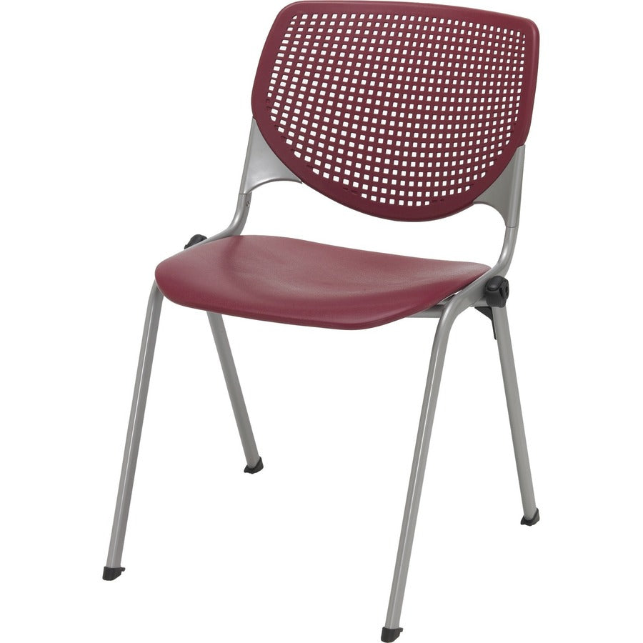 KFI Barstool with Polypropylene Seat and Back - Burgundy Seat Color - Polypropylene Seat Material - Burgundy Back Color - Polypropylene Back Material - Silver Frame Color - 1 Each