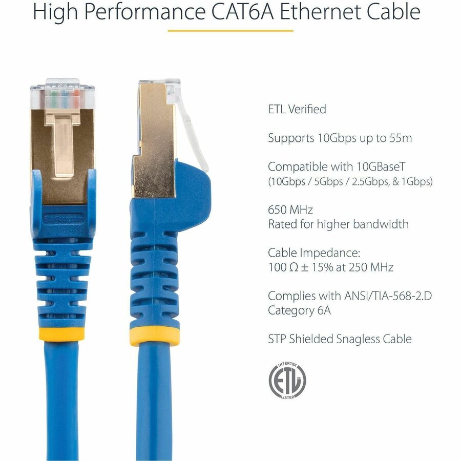 StarTech.com Cat6a Patch Cable - Shielded (STP) - 25 ft., Blue