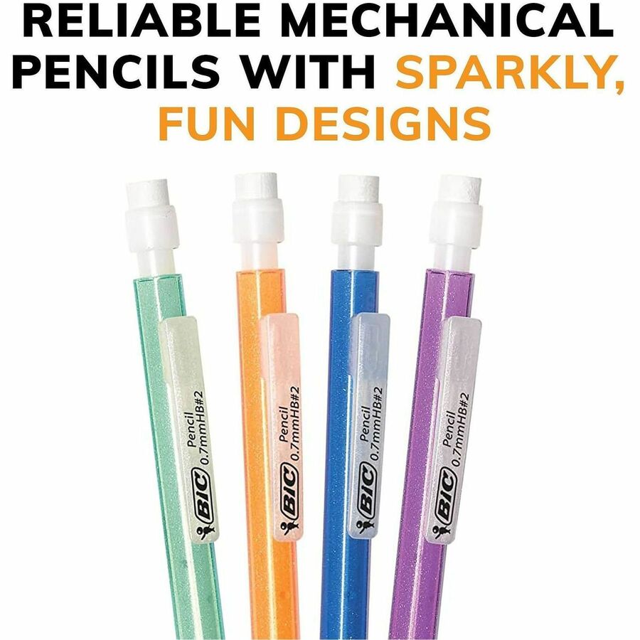 0.7 mm Black Lead - #2 - Refillable - Blue Plastic, Green, Orange, Purple, Red Barrel - 1 Pack