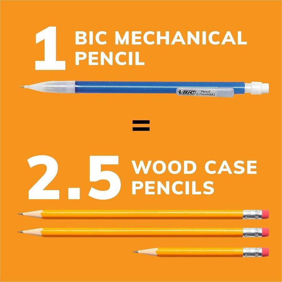 0.7 mm Black Lead - #2 - Refillable - Blue Plastic, Green, Orange, Purple, Red Barrel - 1 Pack
