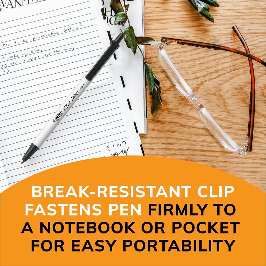 BIC Clic Stic Fashion Retractable Ball Point Pen, Black